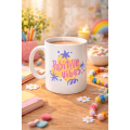 Positive Vibes Porcelain Mug MODEL 138 – Colorful Design Motivation Cup – Coffee & Tea Cup That Gives Positive Energy