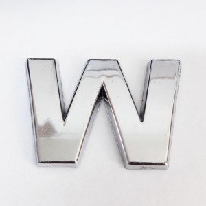 Cemax Letter W 3.75 cm Chrome Adhesive