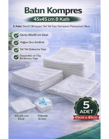 Abdominal Compress 45x45 cm 8 Layers 5 Pieces Wire Wire Gas Compress Non-Sterile Dressing Cloth