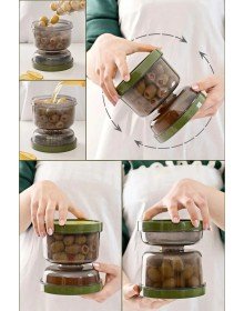 Double Sided Filtered Olive Bowl with Lid - Water Filtered Olive Pickle Storage Container