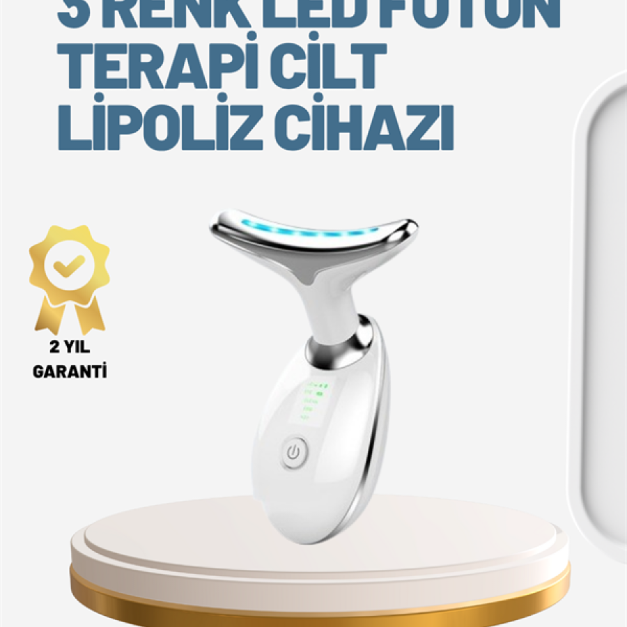 Skin Rejuvenating Rechargeable Beauty Device – With Positive/Negative Ion, Vibrating Massage and Red-Blue-Green Light