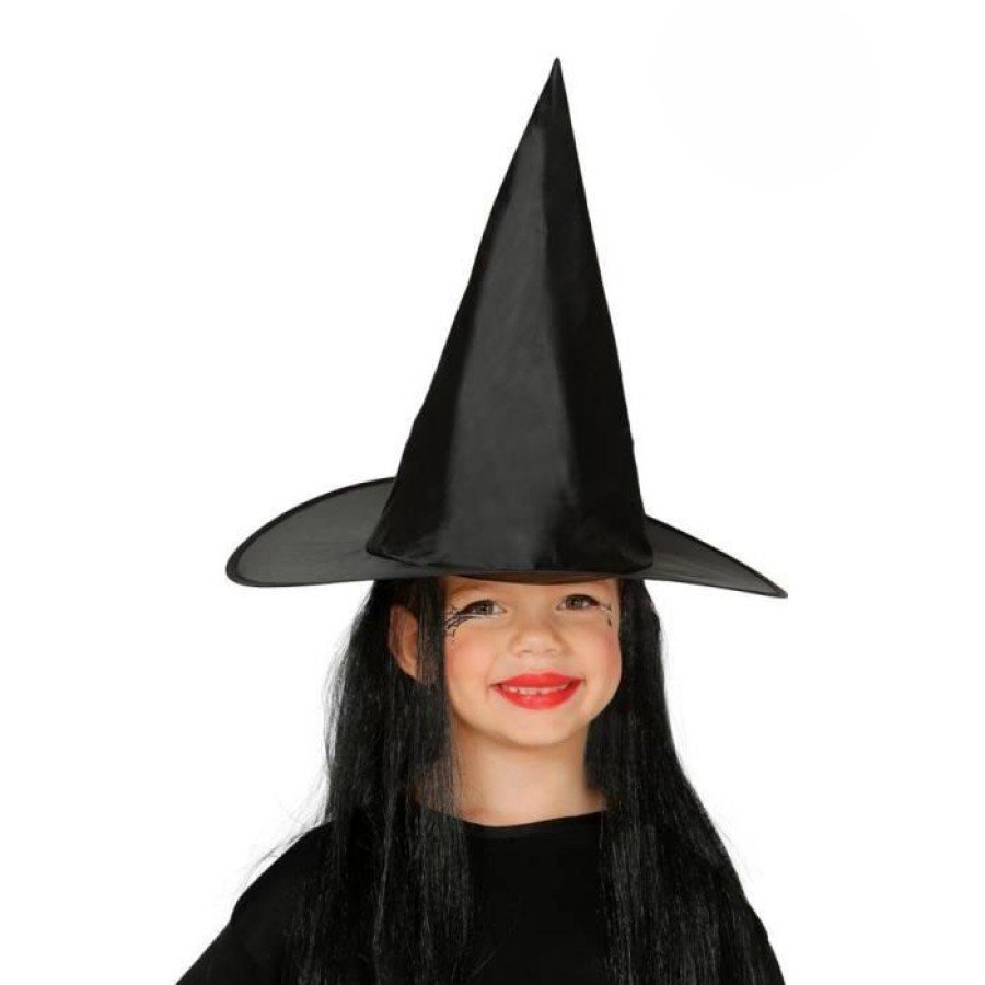 Kid s Black Witch Hat and Long Black Witch Wig Kid s Black Witch Hat and Long Black Witch Wig