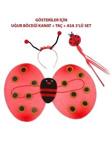 Ladybug Wing + Crown + Wand 3 Piece Costume Set for Children's Performance