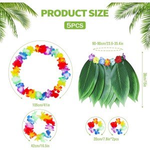 Children's Hawaiian Costume Set - Leaf Skirt & Hawaiian Set - 5 Pieces Children's Hawaiian Costume Set - Leaf Skirt & Hawaiian Set - 5 Pieces