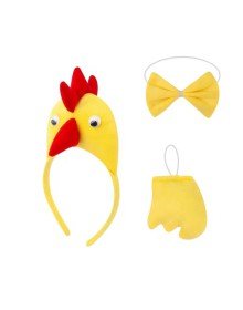 Children's Rooster Chicken Costume Set 3 Pieces (Crown + Bow Tie + Tail)