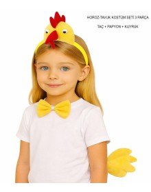 Children's Rooster Chicken Costume Set 3 Pieces (Crown + Bow Tie + Tail)