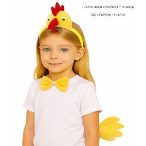 Children's Rooster Chicken Costume Set 3 Pieces (Crown + Bow Tie + Tail) Children's Rooster Chicken Costume Set 3 Pieces (Crown + Bow Tie + Tail)