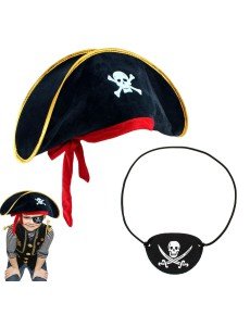 Children's Velvet Pirate Hat & Vinlex Leather Eye Patch Set Children's Velvet Pirate Hat & Vinlex Leather Eye Patch Set