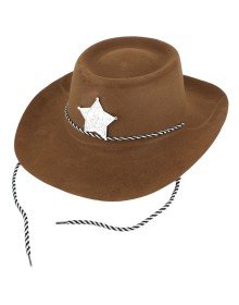 Children's Cowboy Hat Plastic Flock Coated Light Brown