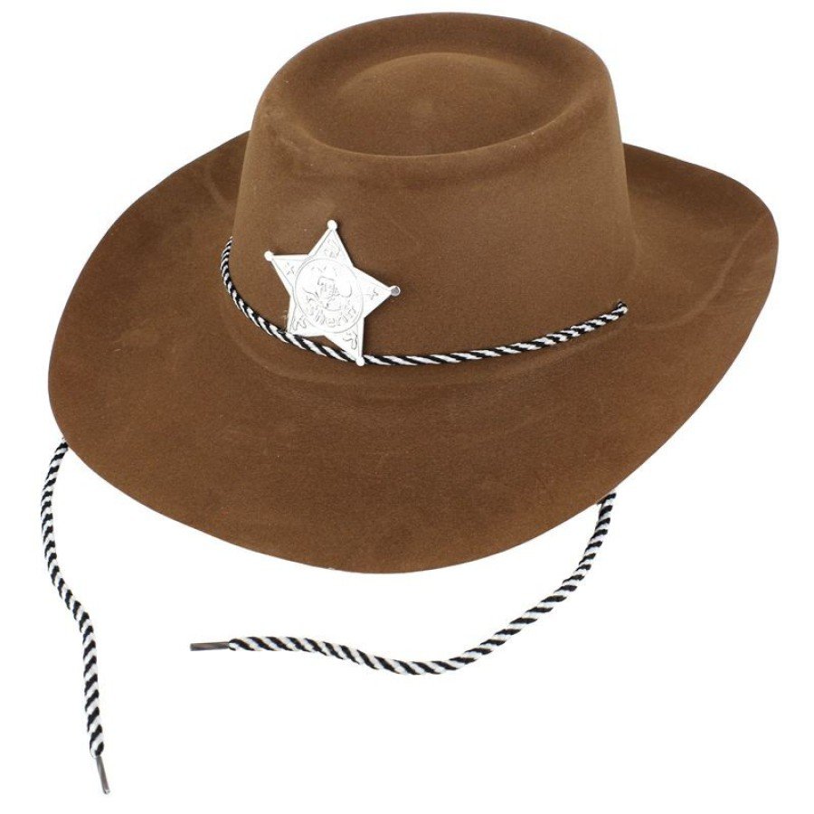 Children s Cowboy Hat Plastic Flock Coated Light Brown