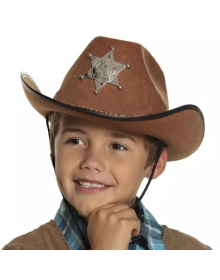 Children's Cowboy Hat - Wild West Cowboy Sheriff Hat Brown Color