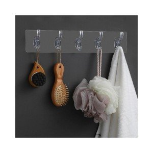 Multi-Purpose Self-Adhesive 5-Piece Transparent Hanger