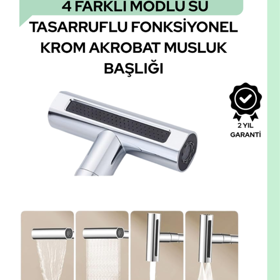 Multifunctional Faucet Head | 4 Water Modes | Widely Compatible Adapter Set | Kitchen and Bathroom Compatible