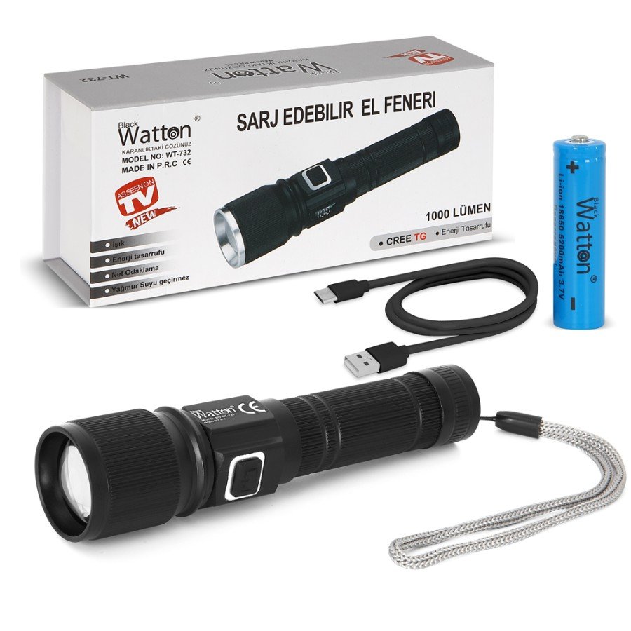 CREE TG LED 1000 LUMENS FUNCTIONAL FLASHLIGHT WITH INDICATOR WATTON WT-732