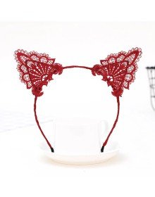 Lace Red Cat Crown - Vintage Style Lace Cat Ear