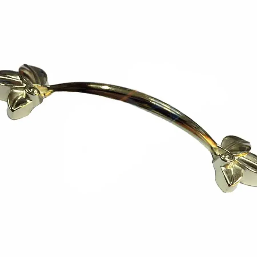 Decorative Zamak Leaf Handle - 96mm, Yellow, 1 Piece