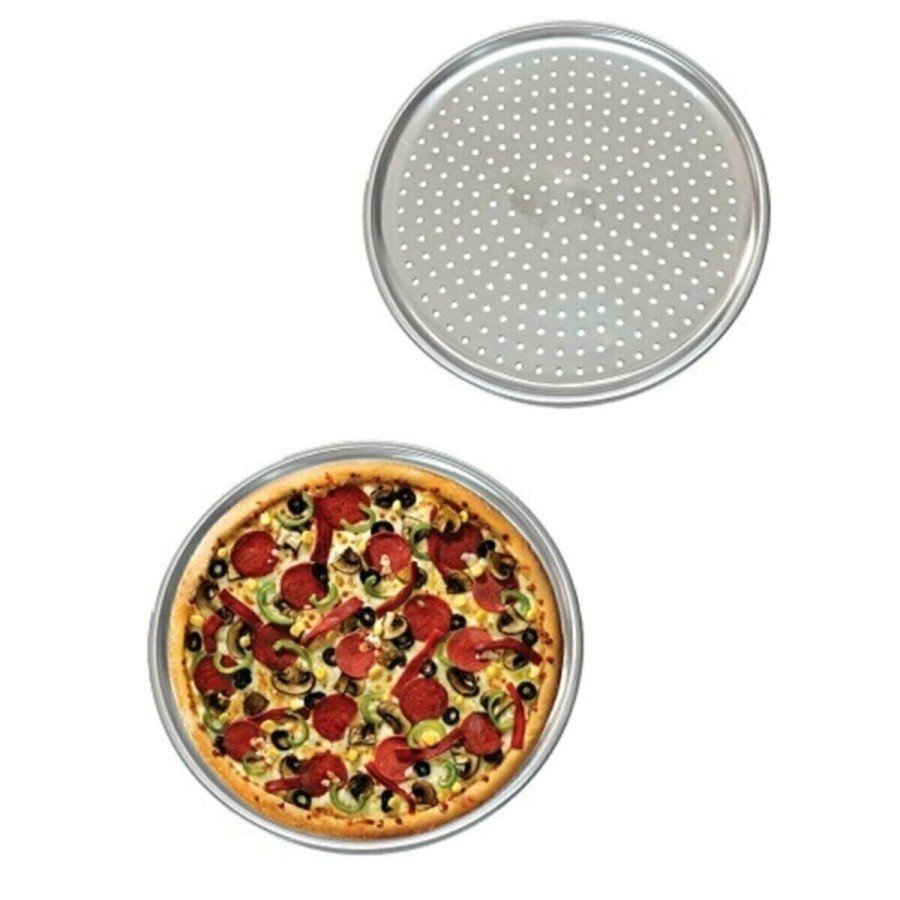 Perforated Steel Pizza and Lahmacun Tray Medium Size -32 cm