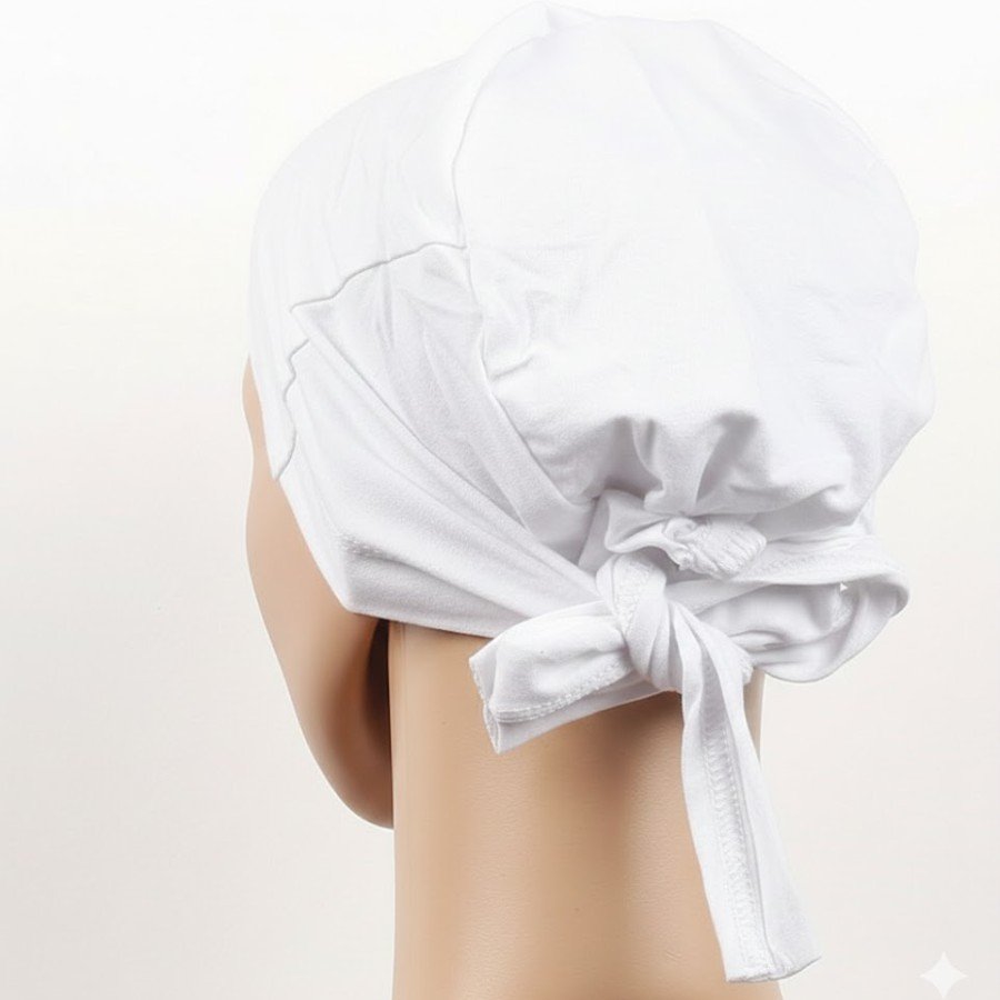 Seamless Tied Hijab Bonnet - Tied Bandana White 5 Pieces