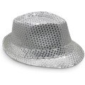 Disco Star Silver Sequined Fedora Hat Adult Size Disco Star Silver Sequined Fedora Hat Adult Size