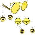 Disco Party Glasses with Ball Earrings Gold Color