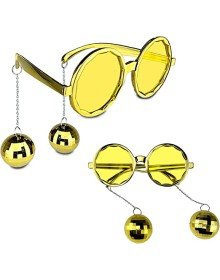 Disco Party Glasses with Ball Earrings Gold Color