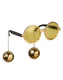 Disco Party Glasses with Ball Earrings Gold Color