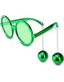 Disco Party Glasses with Ball Earrings Green Color
