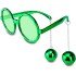 Disco Party Glasses with Ball Earrings Green Color