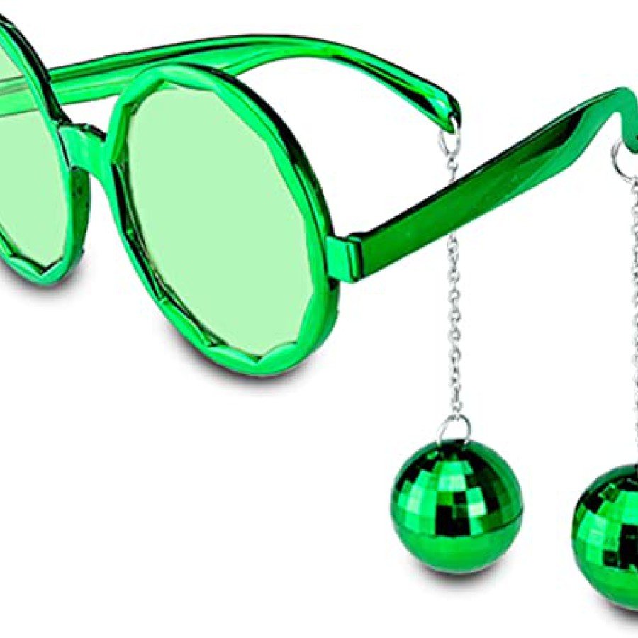 Disco Party Glasses with Ball Earrings Green Color Disco Party Glasses with Ball Earrings Green Color