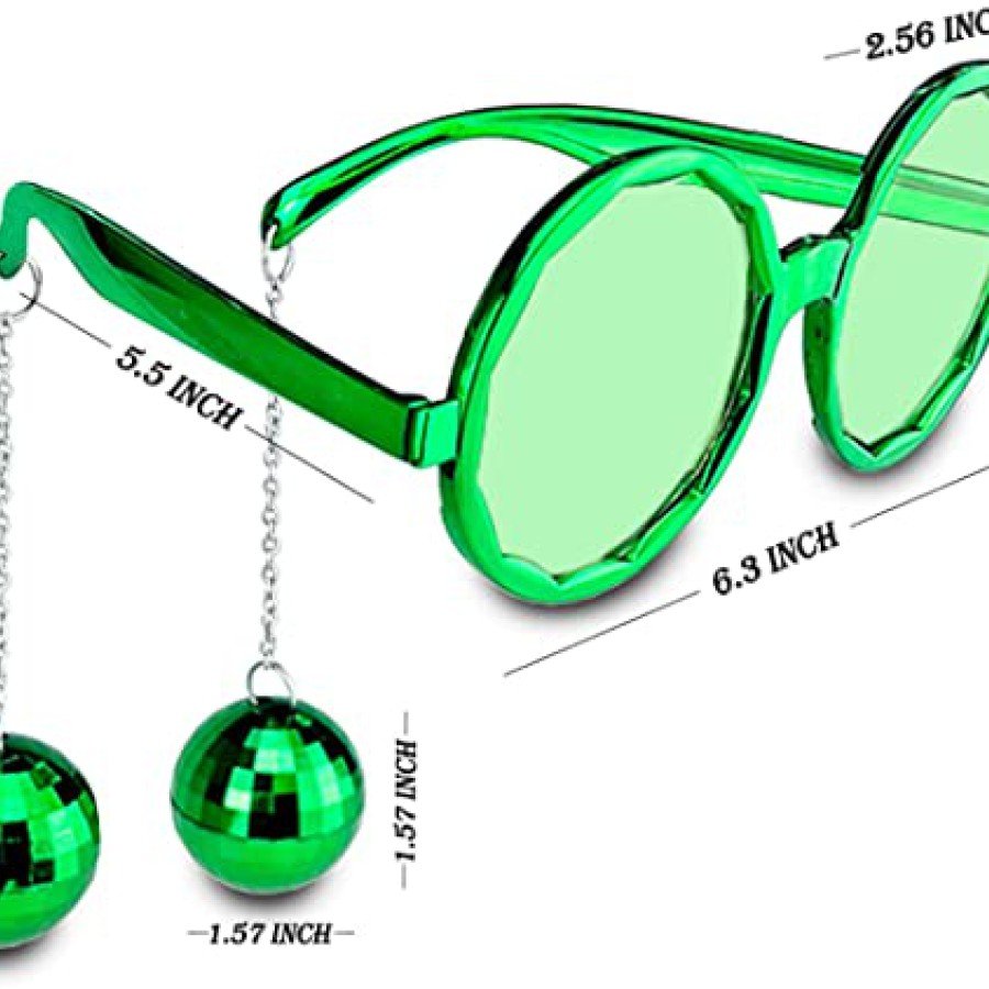 Disco Party Glasses with Ball Earrings Green Color Disco Party Glasses with Ball Earrings Green Color