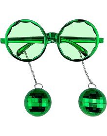 Disco Party Glasses with Ball Earrings Green Color