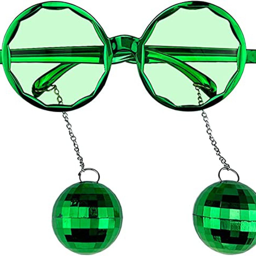 Disco Party Glasses with Ball Earrings Green Color Disco Party Glasses with Ball Earrings Green Color