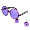 Disco Party Glasses with Ball Earrings Purple Color 15x16 cm