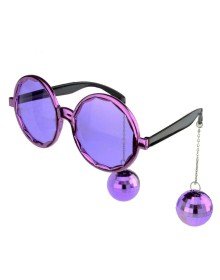 Disco Party Glasses with Ball Earrings Purple Color 15x16 cm
