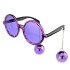 Disco Party Glasses with Ball Earrings Purple Color 15x16 cm