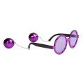 Disco Party Glasses with Ball Earrings Purple Color 15x16 cm