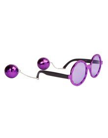 Disco Party Glasses with Ball Earrings Purple Color 15x16 cm