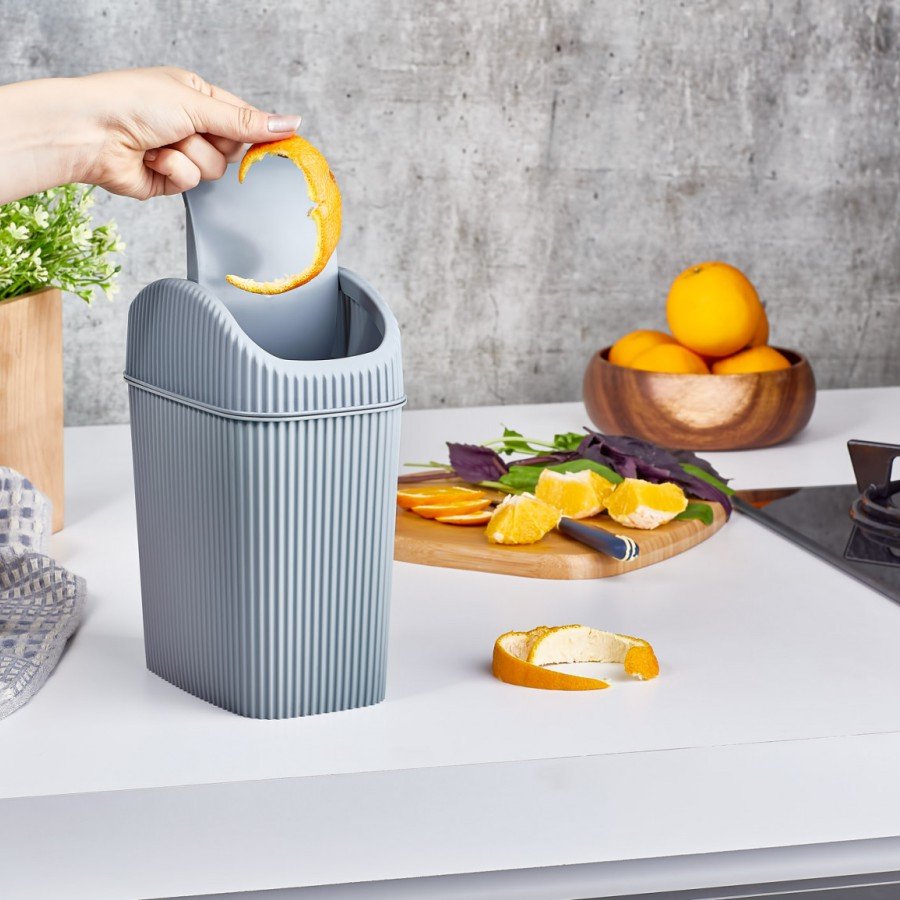 Mini Trash Can with Rotating Lid 2.5 LT - Cream