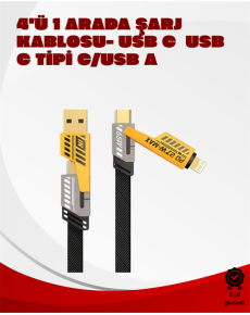 Convertible 4-Head Fast Charging Cable – 1.2m, 65W, Durable and Flexible Design