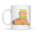 Cute Capybara Book Mug MODEL 101 – Coffee & Tea Cup Special Sweet Design Porcelain Mug for Book Lovers