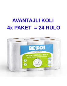 Professional Touchless Towel 24 Rolls – 2 Layer 100% Cellulose 21 cm Industrial Paper Towel 4X6 Rolls