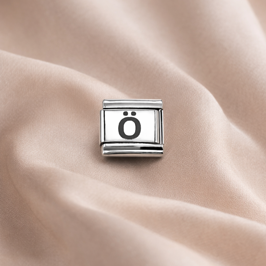 Nomination Compatible Letter Charm “Ö” – Steel Bracelet Accessory, Personalized Letter Module