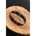 Brown Leather Men s Bracelet with Black Sea Anchor and Steel Accessories Brown Leather Men s Bracelet with Black Sea Anchor and Steel Accessories