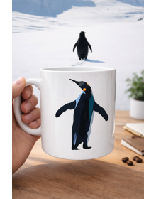 Nihilist Penguin Designed Porcelain Mug MODEL 159 – Minimalist Coffee Cup Special for Those Leaving the Herd – Original Design Gift Mug