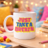 Just Take a Breath Written Porcelain Mug MODEL 140 – Motivational & Calming Design – Colorful Modern Coffee Cup – Gift Option
