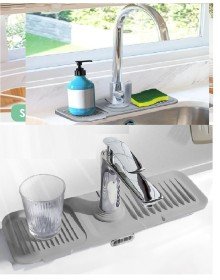 Elastic Kitchen Bathroom Faucet Mat Organizer Non-Slip Base Organizer Sink Edge Mat