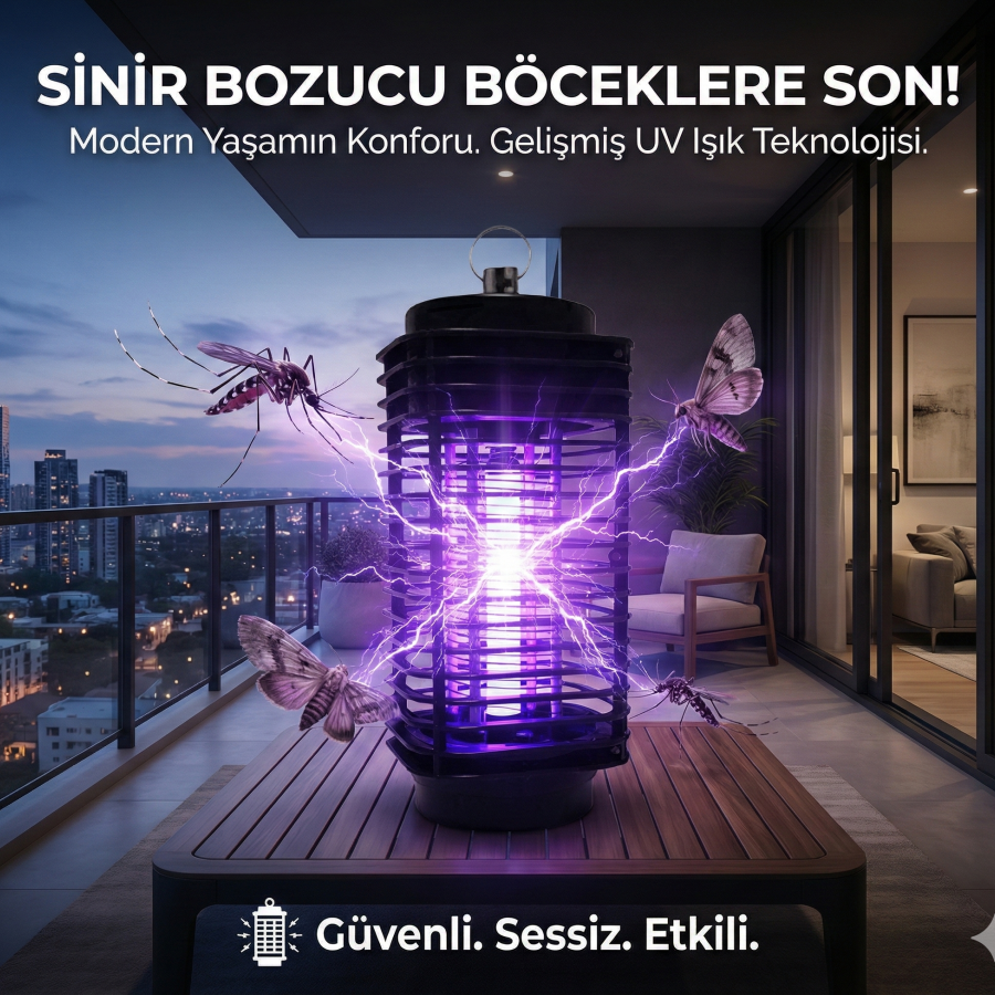 Elektrikli Sinek Öldürücü Cihaz Cız Lamba Mor Işık