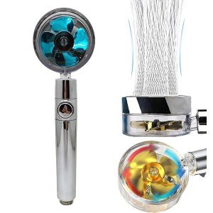 Turbo Shower Head with 360 Degree Rotating Propeller