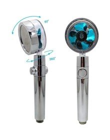 Turbo Shower Head with 360 Degree Rotating Propeller
