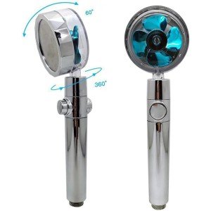 Turbo Shower Head with 360 Degree Rotating Propeller